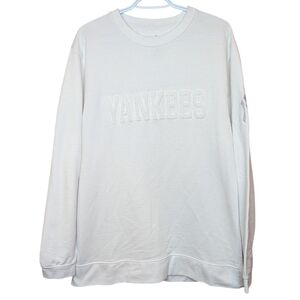 New York Yankees White Crewneck Sweatshirt Embroidered Logo XL MLB